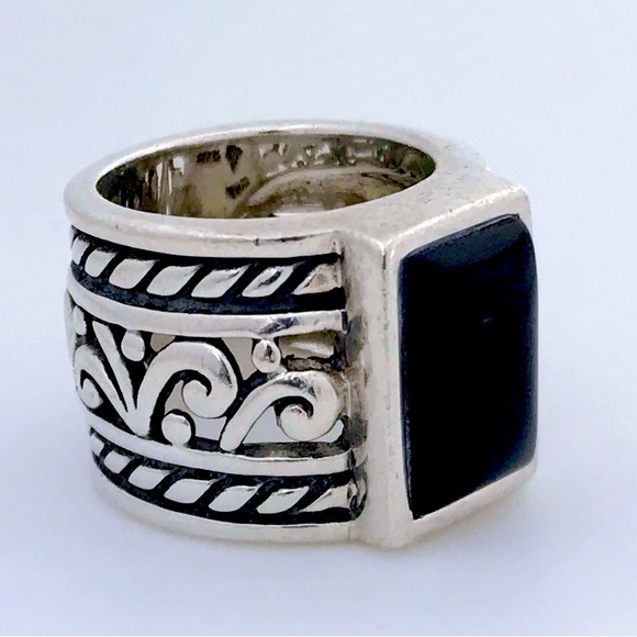 Silpada Vintage RARE Sterling Silver Black Onyx Filigree Scroll Ring - Picture 7 of 7